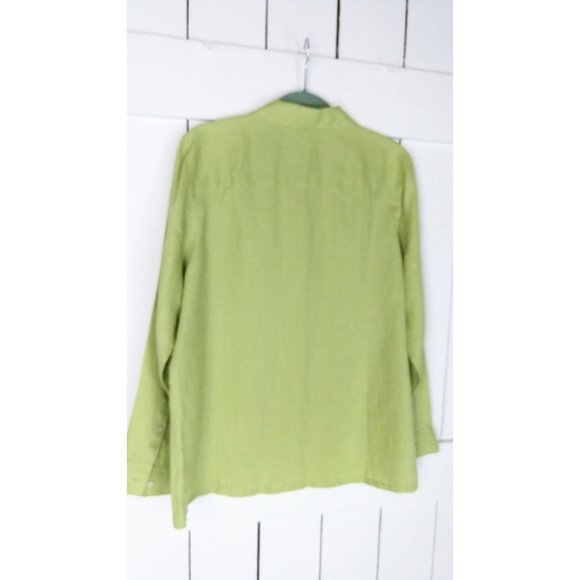 Vintage 90s Tommy Bahama linen tunic button down shirt/cotton linen top/light gr - Picture 4 of 5